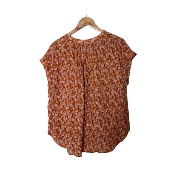 XIRENA Orange Floral Cotton Cap Sleeve V-Neck Sam Blouse Top M - Picture 5 of 6
